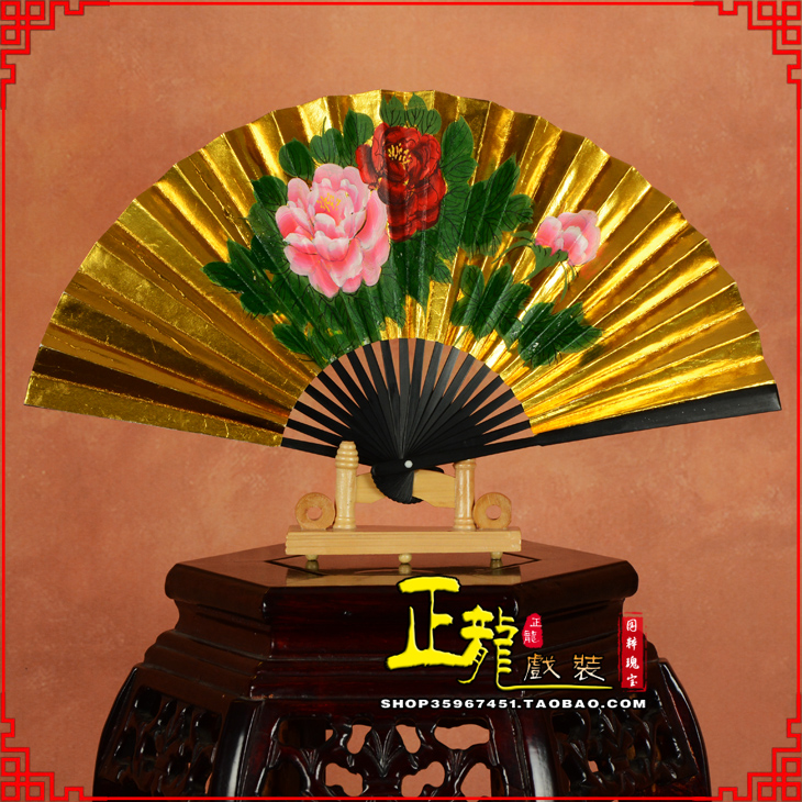 唐山京剧戏曲戏剧贵妃醉酒牡丹折扇儿童扇子7寸8寸9寸 金扇