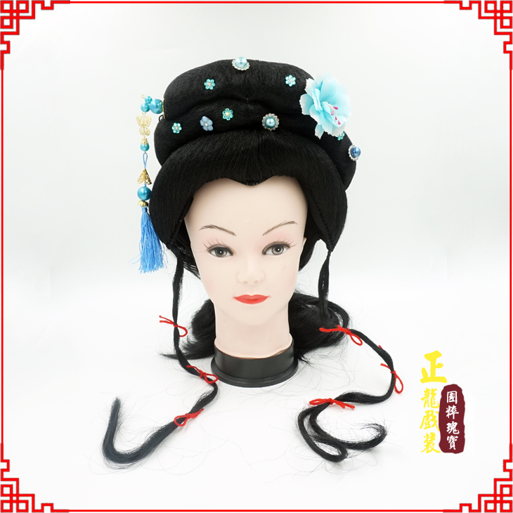 唐山戏剧服装京剧越剧小旦花旦丫鬟假发 小姐头套